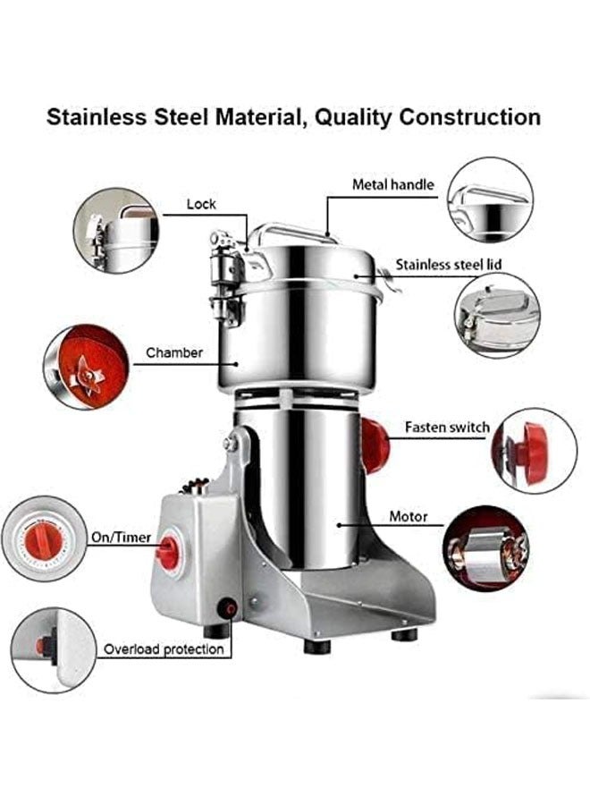 AL RAID 800g 3000W Electric Grain Grinder,Superfine Mill for Herb/Spice/Nut/Cereal 30s Speedy Grinding with Overload Protection&5min Timer,Wheat Dry Food Coffee Grinder Machine,36000RPM - Image 3
