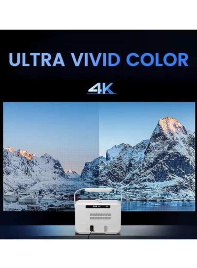 Umiio Q6 Max Smart Portable Projector – 200" Display, 4K HD Support, Android WiFi Bluetooth, Dual Wireless Karaoke Microphones, Auto Keystone, HDMI/USB Connectivity, Built-in Speakers – White - Image 3