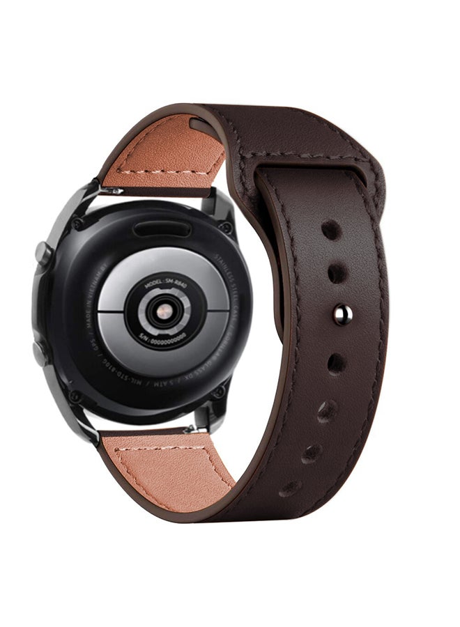 O Ozone Leather Bands For Samsung Galaxy Watch 7 6 5 4 FE 40mm 44mm 45mm/Galaxy Watch 6 4 Classic 43mm 47mm 42mm 46mm  Genuine  Wristband - Dark Brown  - Image 1