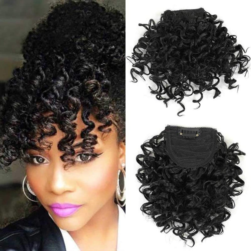 G&T Wig GT Wig Curly Bangs for Black Women Short Afro Kinky Curly Bangs Clip in Bangs1Bsingle bangs