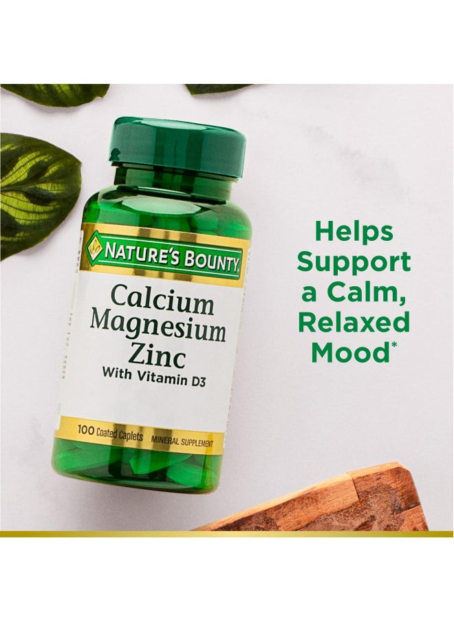 NATURE'S BOUNTY - Nature's Bounty Calcium Magnesium & Zinc Caplets, Immune & Supporting Bone Health, 100 Count - Image 1