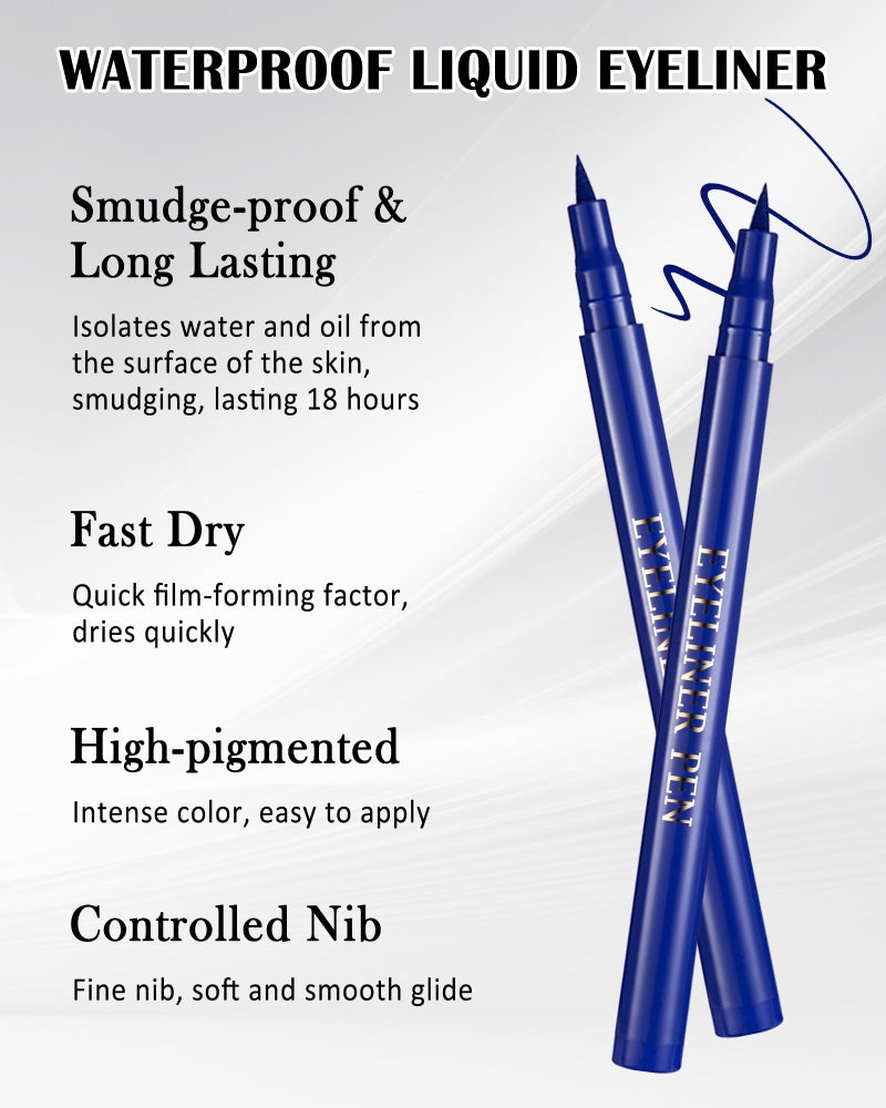 Lestpola Blue Waterproof Mascara & Eyeliner, 5D Silk Fiber Lash Extension Colored Tube Mascara Volume and Length,Long-Lasting Smudge-Proof Volumizing Colorful MÃ¡scara and Liquid Eyeliner Pen Set for Women - Image 5