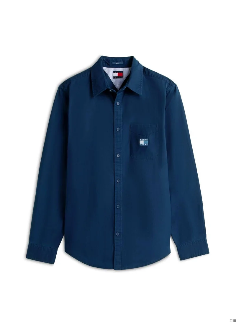 TOMMY JEANS Dark Night Navy Washed Twill Regular Shirt for Men | Best Price UAE