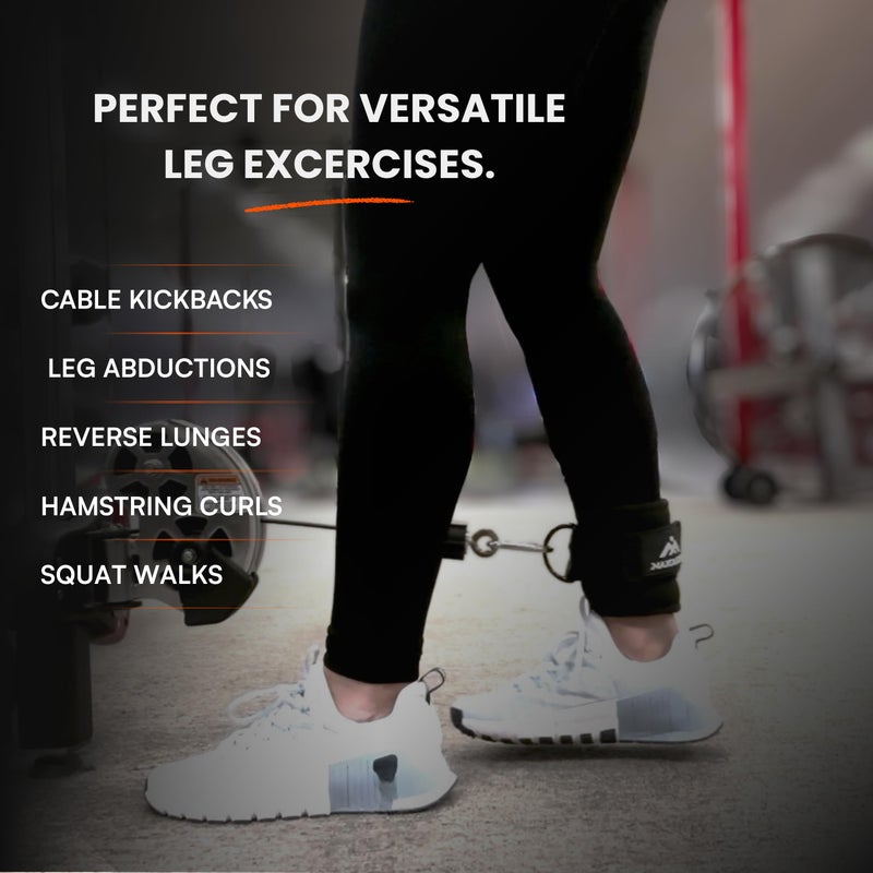 MaxOut360 Ankle Straps for Cable Machines Women and Men, Cable Kick Back Ankle Straps for Lower Body and Booty Workouts at Home and Gym, Black (Pair) - Image 3