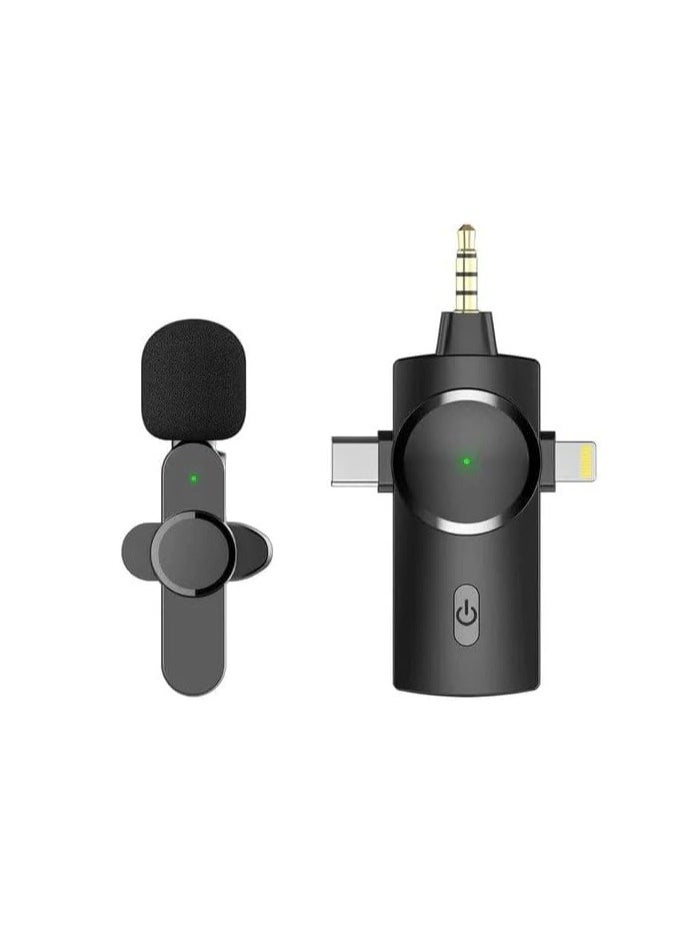 Generic Houmt Clip on Microphone - Wireless Lavalier Microphone for iPhone, Laptop, Computer, Android Phones, Camera - 3 in 1 Wireless Microphone for Podcast, Video Recording, TikTok - Mini Microphone  - Image 2
