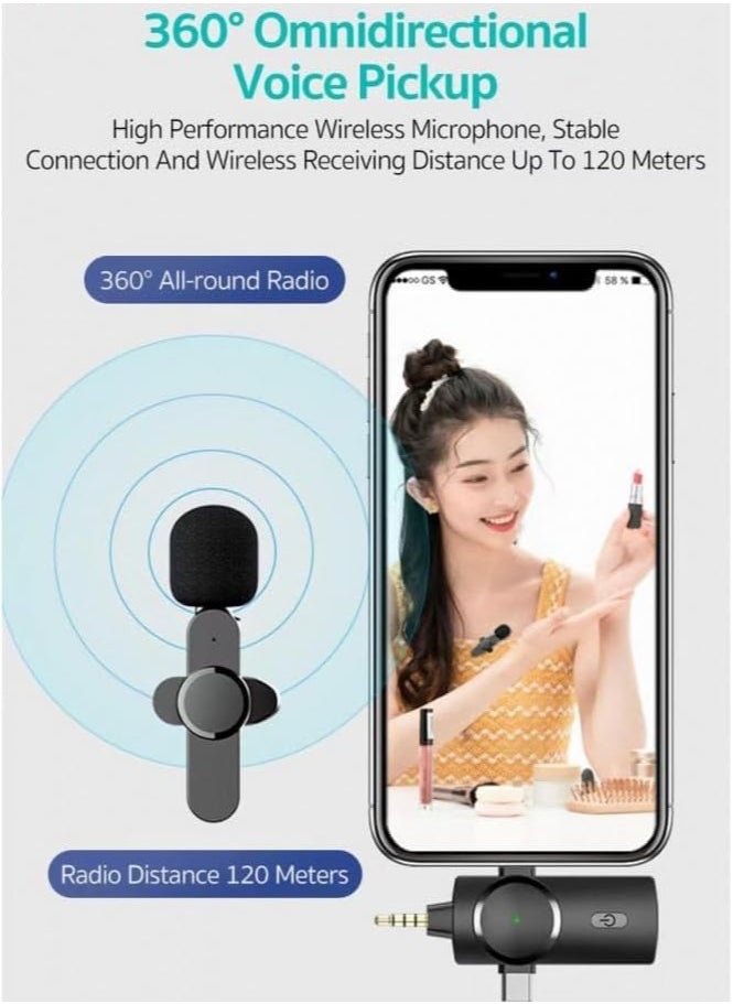 Generic Houmt Clip on Microphone - Wireless Lavalier Microphone for iPhone, Laptop, Computer, Android Phones, Camera - 3 in 1 Wireless Microphone for Podcast, Video Recording, TikTok - Mini Microphone  - Image 4