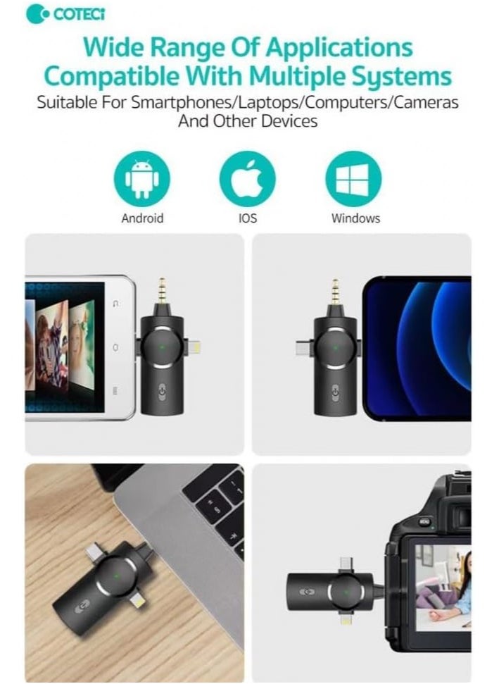 Generic Houmt Clip on Microphone - Wireless Lavalier Microphone for iPhone, Laptop, Computer, Android Phones, Camera - 3 in 1 Wireless Microphone for Podcast, Video Recording, TikTok - Mini Microphone  - Image 5