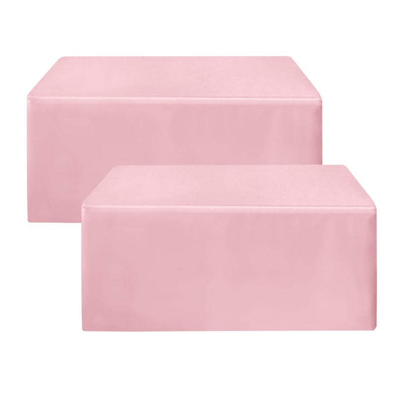 HolidayIdeas Fitted Pink Tablecloths for 6 Foot Tables - 72 x 30 Inch - 2 Pack Rectangle Polyester Fabric Table Cover for Folding Table, Valentines Parties, Birthday, Trade Show - Image 1
