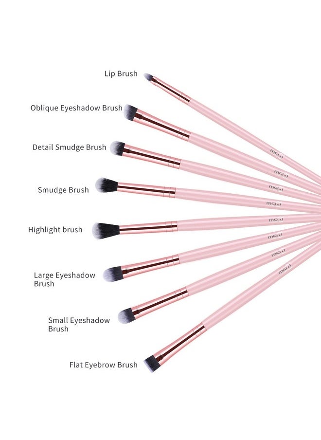 MSQ Eye Makeup Brushes 8Pcs Eyeshadow Makeup Brushes Set With Soft Synthetic Hairs & Real Longer Wood Handle For Eyeshadow Eyeliner Blending Lip(Pink)  - Image 5