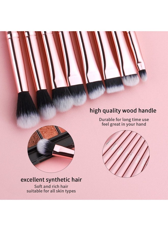 MSQ Eye Makeup Brushes 8Pcs Eyeshadow Makeup Brushes Set With Soft Synthetic Hairs & Real Longer Wood Handle For Eyeshadow Eyeliner Blending Lip(Pink)  - Image 3