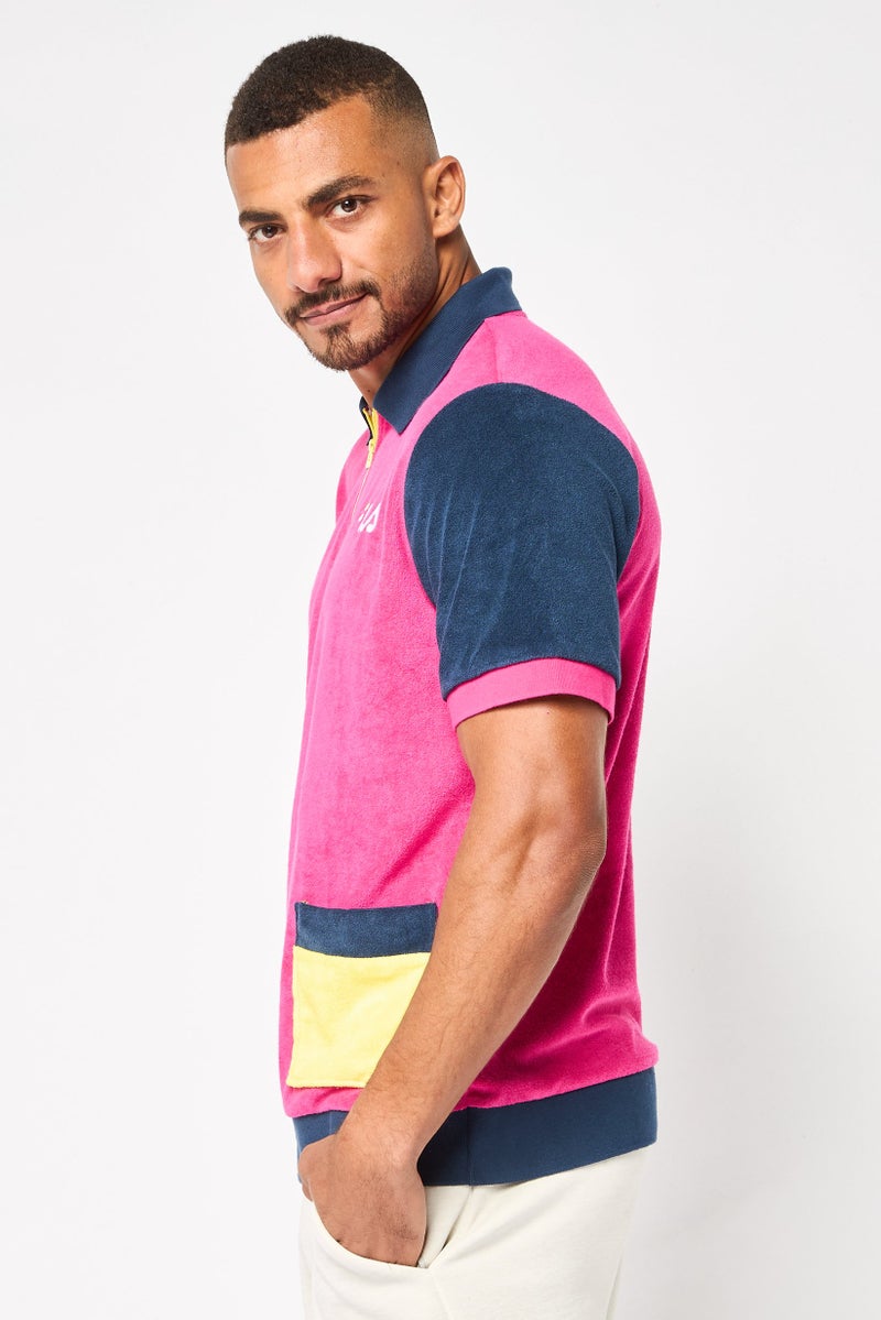 FILA تي شيرت بولو قصير الأكمام للرجال مع شعار مطرز، متعدد الألوان - Image 3