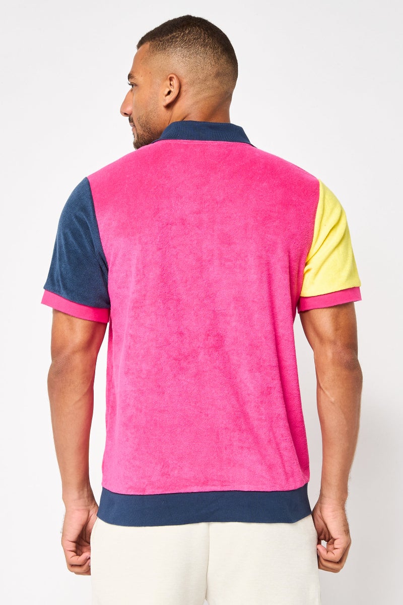 FILA تي شيرت بولو قصير الأكمام للرجال مع شعار مطرز، متعدد الألوان - Image 4