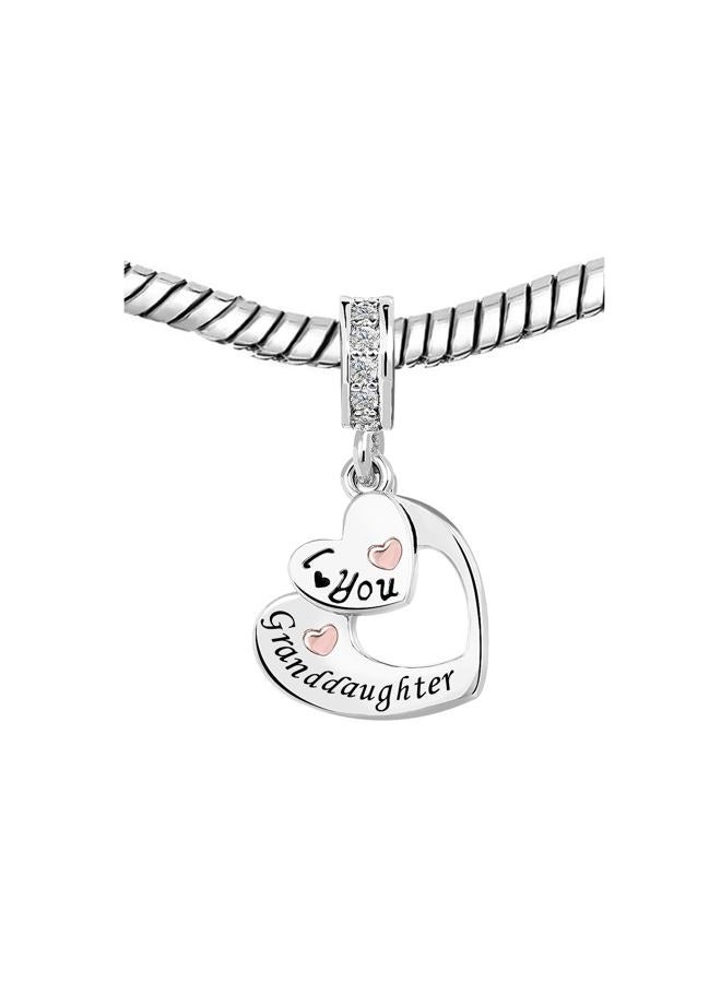 ZakiaHo Granddaughter Love Heart Charms for Pandora Bracelets Christmas Birthday Gifts Womens Rose Gold Plated Jewelry Comaptible with Pandora Charms Bracelets - Image 3