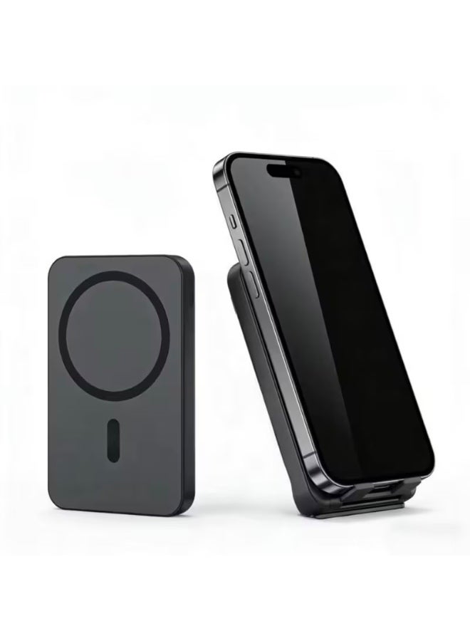 Genrics Magnetic power bank with fast charging output, 10000mAh large capacity | Built-in Apple and Type-C charging cables, lightweight and portable, a commuting essential, compatible with multiple devices, suitable for various scenarios, and includes a stand. - Image 1