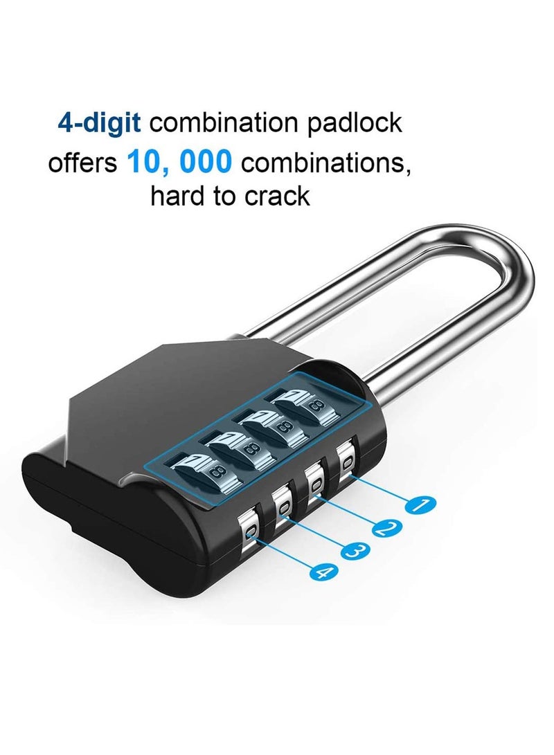 DELFINO Heavy Duty Weatherproof Combination Padlock - 4-Digit Zinc Alloy Lock with 2.5" Shackle for Shed, Gym, School, Toolbox - 2 Pack, Resettable Security Solution - Image 3