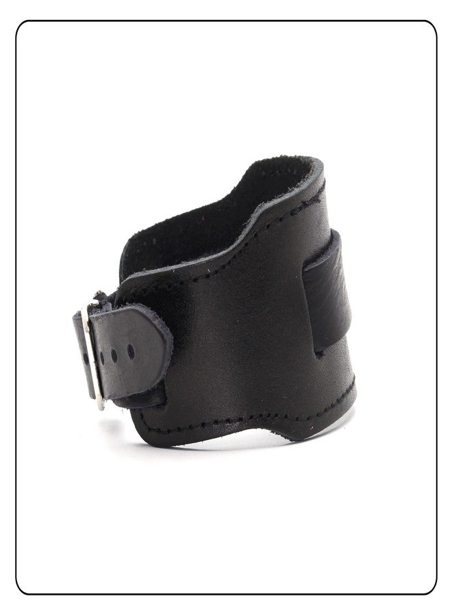 Fusamk Punk Rock Belt Buckle Bracelet Adjustable Wide Leather Cuff Bracelet (0_Black) - Image 3