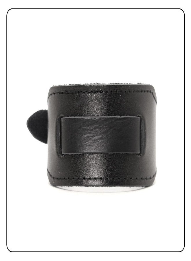 Fusamk Punk Rock Belt Buckle Bracelet Adjustable Wide Leather Cuff Bracelet (0_Black) - Image 2