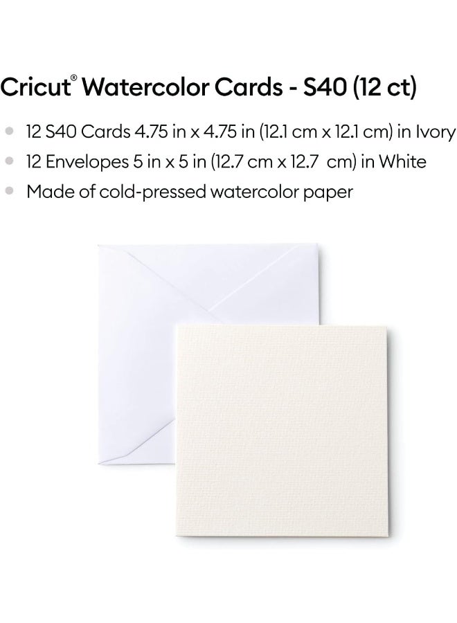 Cricut Watercolour Cards  Ivory  12.1Cmx12.1Cm (Size S40)  12-Pack  For Use With Watercolour Markers And Card Mat - Image 3