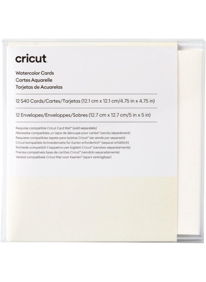 Cricut Watercolour Cards  Ivory  12.1Cmx12.1Cm (Size S40)  12-Pack  For Use With Watercolour Markers And Card Mat - Image 1