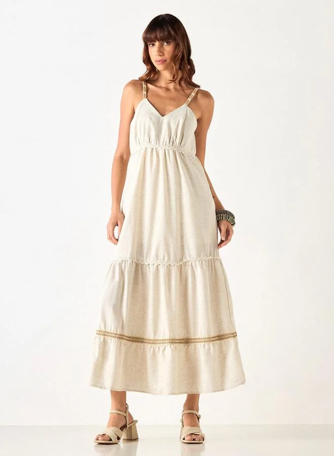 2Xtremz 2Xtremz Lace Detail Sleeveless Tiered Dress with V-neck