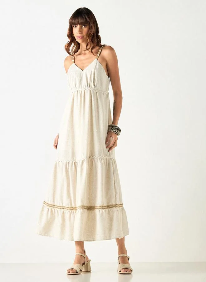 2Xtremz 2Xtremz Lace Detail Sleeveless Tiered Dress with V-neck