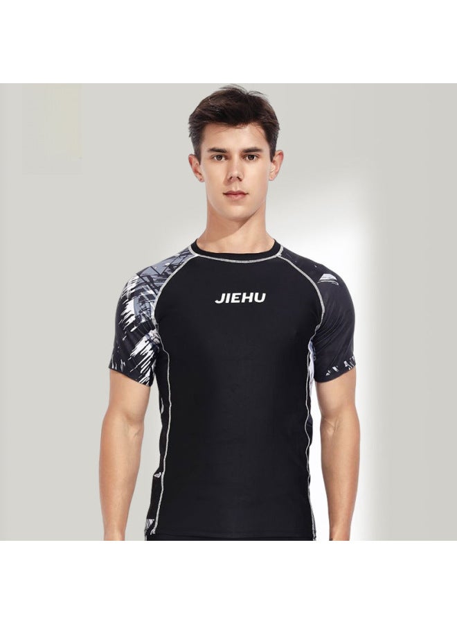 إسكدنيا شورت سباحة رجالي، شورت سباحة رجالي، شورت سباحة رجالي بخمس نقاط، سريع الجفاف ومضاد للإحراج، ملابس سباحة رجالية، شورت شاطئ - اللون: 62215 رمادي - - Image 1