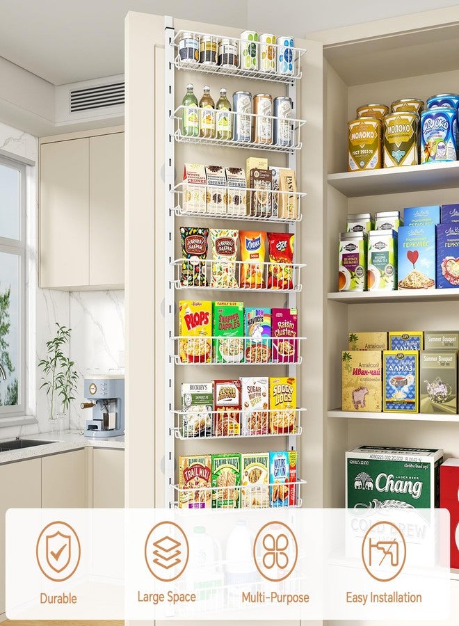 MIAOLI Over the Door Pantry Organizer, 8-Tier Adjustable Spice Rack Cabinet Door Shelves, Hanging Seasoning Organizer for Kitchen Bathroom, Laundry Room Organization, White - Image 5