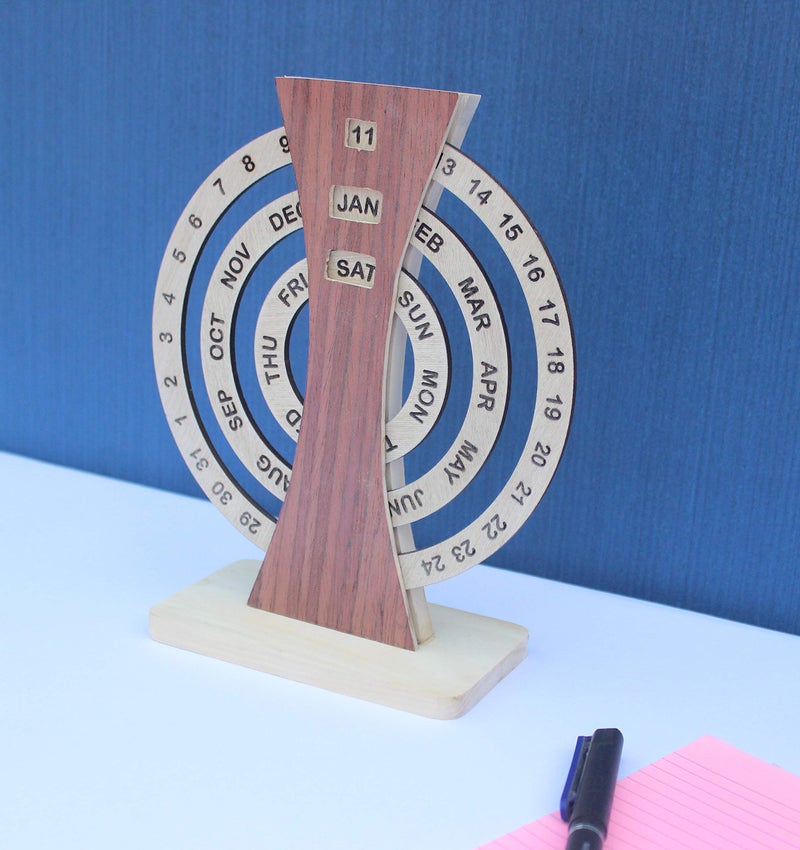IVEI Rotating Perpetual Calendar/Wooden Forever Calendar/Never Ending Calendar, Wooden Calendar, Corporate Gift - Image 3