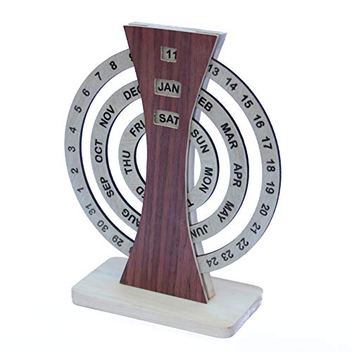 IVEI Rotating Perpetual Calendar/Wooden Forever Calendar/Never Ending Calendar, Wooden Calendar, Corporate Gift - Image 1