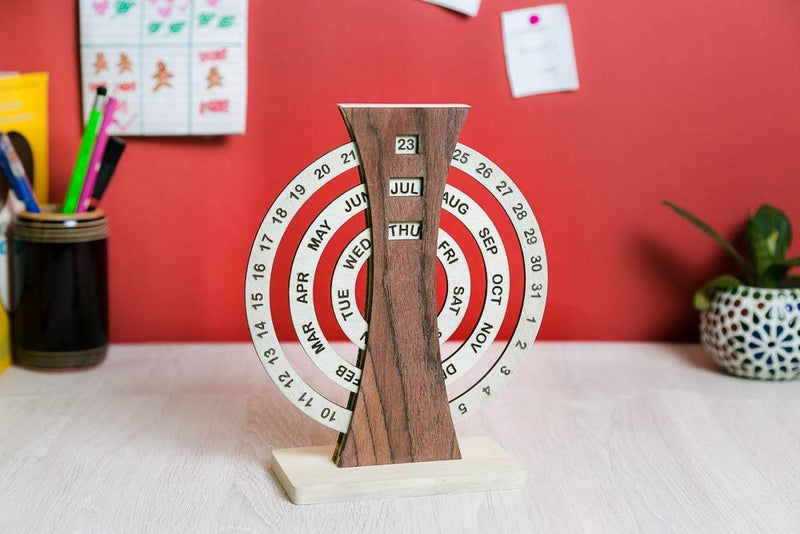IVEI Rotating Perpetual Calendar/Wooden Forever Calendar/Never Ending Calendar, Wooden Calendar, Corporate Gift - Image 5