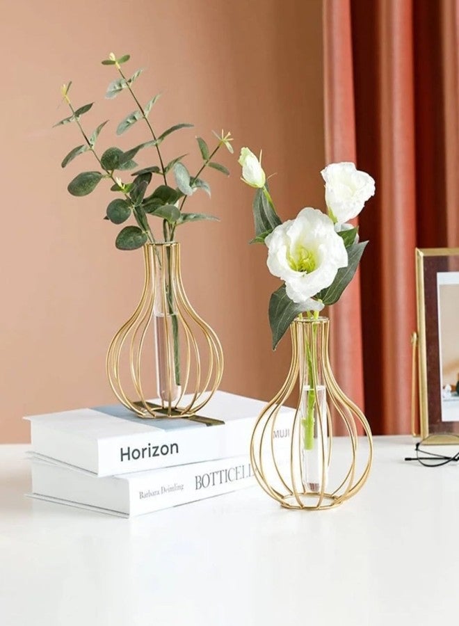 VRB DecTM 1 Pcs Metal Frame Test Tube Vase for Flower,Items Vase,Gift, Home Decor, Bedroom, Office Corner, Living Room,Aesthetic, Nordic Decoration (Design 2) - Image 3