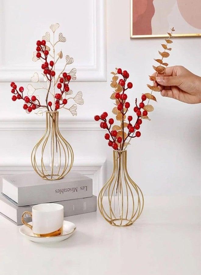 VRB DecTM 1 Pcs Metal Frame Test Tube Vase for Flower,Items Vase,Gift, Home Decor, Bedroom, Office Corner, Living Room,Aesthetic, Nordic Decoration (Design 2) - Image 4