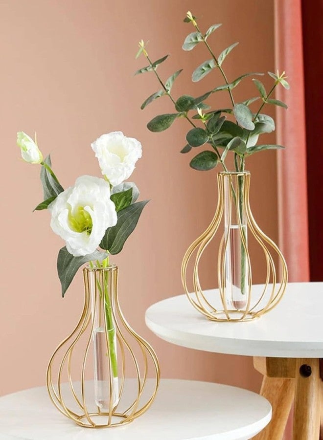 VRB DecTM 1 Pcs Metal Frame Test Tube Vase for Flower,Items Vase,Gift, Home Decor, Bedroom, Office Corner, Living Room,Aesthetic, Nordic Decoration (Design 2) - Image 5