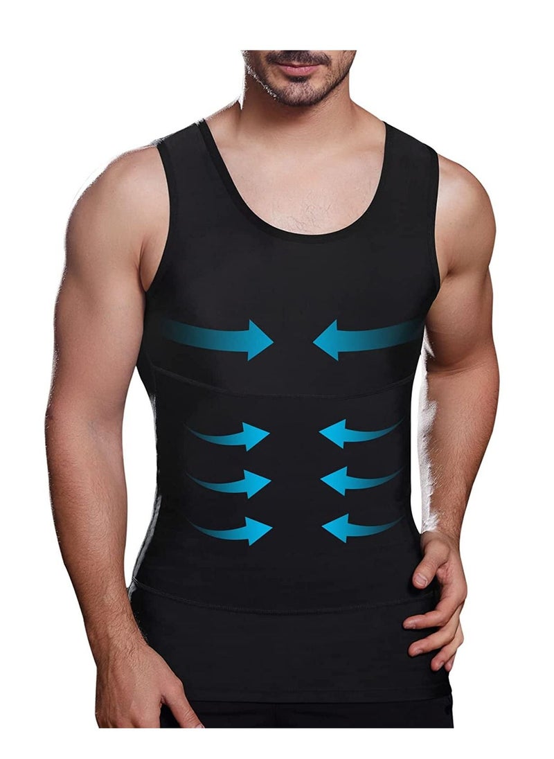 MIXDE Mens Slimming Body Shaper Vest  Gynecomastia Compression Shirts  Tummy Control Undershirts - Change in Seconds  - Image 1