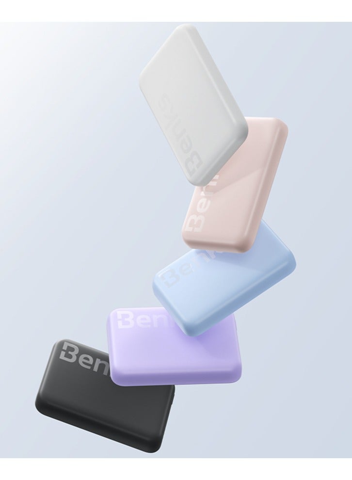 Benks Mαgsafe Power Bank 6000 mAh Magnetic Wireless Mini Power Bank Battery with USB C Cable, External MαgSafe Battery White - Image 5