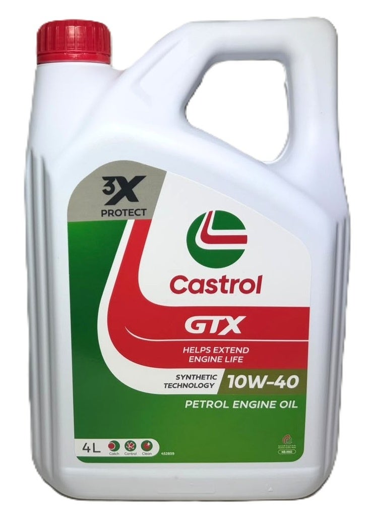 Castrol 10W-40 GTX SYNTHETIC TECHNOLOGY PETROL ENGINE OIL 4LTR - Image 1