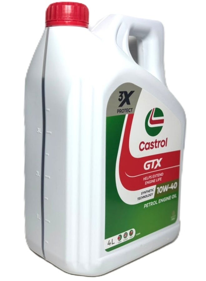 Castrol 10W-40 GTX SYNTHETIC TECHNOLOGY PETROL ENGINE OIL 4LTR - Image 3