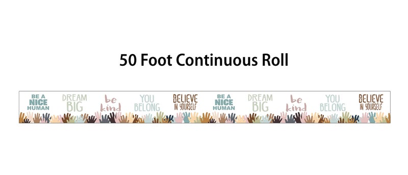 Teacher Created Resources Everyone is Welcome Helping Hands Straight Rolled Border Trim - 50ft - Decorate Bulletin Boards, Walls, Desks, Windows, Doors, Lockers, Classrooms, Homeschool & Offices - Image 5