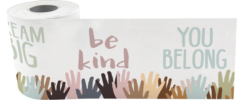 Teacher Created Resources Everyone is Welcome Helping Hands Straight Rolled Border Trim - 50ft - Decorate Bulletin Boards, Walls, Desks, Windows, Doors, Lockers, Classrooms, Homeschool & Offices - Image 2