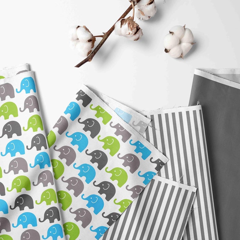 Bacati  Elephants 4 pc NursingFeeding Set Pillow Cover Polyfilled Insert Pillow and 2 Burp Made with UltraSoft 100 Cotton Fabric in a Fashionable TwoSided Design AquaLimeGrey - Image 2