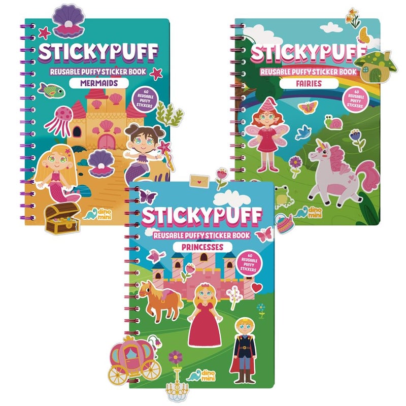 DINO MINI Stickypuff Value Pack 3 Reusable Puffy Sticker Book for Toddlers Puffy Stickers for Toddlers Travel Activities for Kids Ages 48 Screen Free Birthday Gifts Wonderland - Image 3