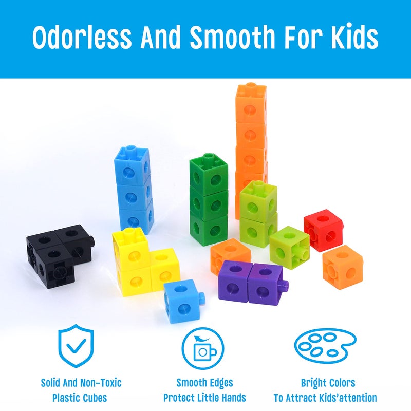 SpriteGru Math Linking Cubes, Math Cubes Manipulatives with Activity Cards Linking Cube Math Counters for Kids Kindergarten Learning Activities - Image 4