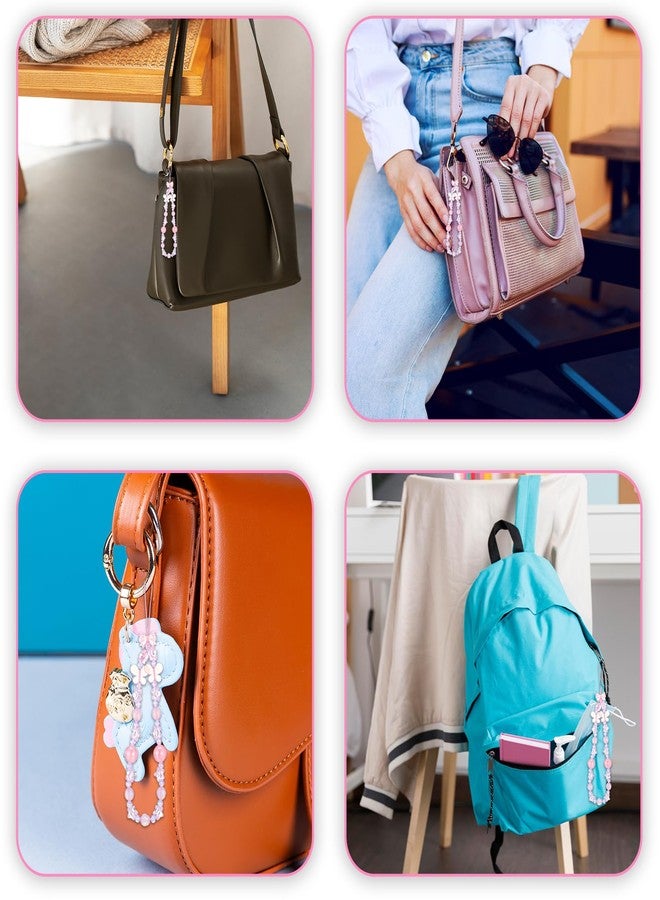 Styquenzer 4 قطع سلاسل هاتف مزينة برباط لؤلؤي على شكل فراشة وقوس وعقدة وقلب ونجمة سلاسل هاتف مزينة بأساور معصم لطيفة لؤلؤية للنساء - Image 5