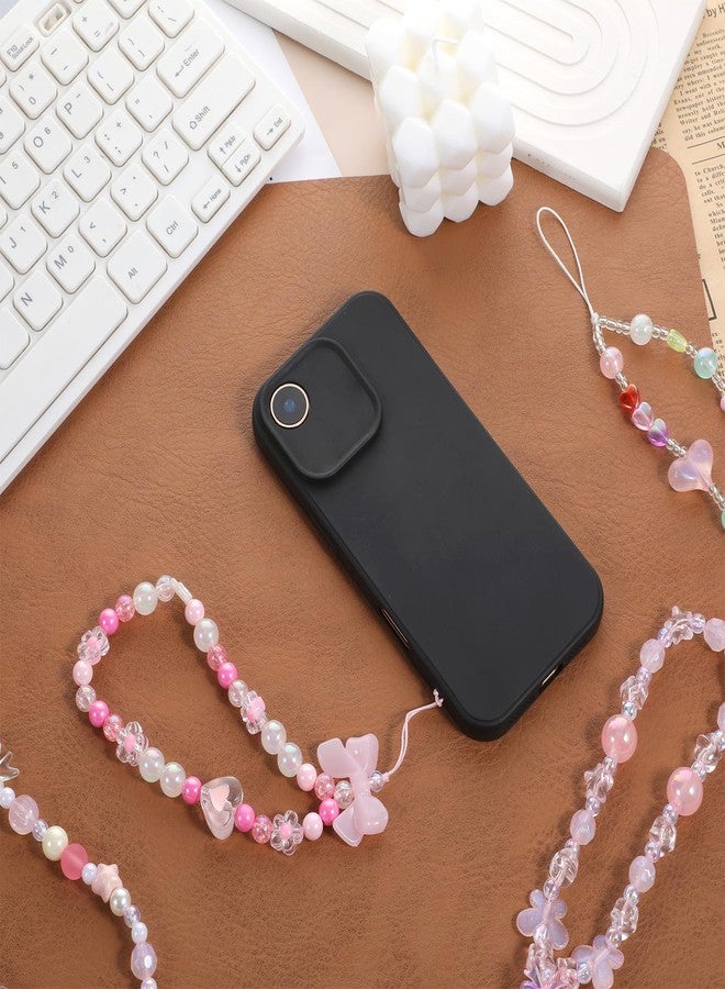 Styquenzer 4 قطع سلاسل هاتف مزينة برباط لؤلؤي على شكل فراشة وقوس وعقدة وقلب ونجمة سلاسل هاتف مزينة بأساور معصم لطيفة لؤلؤية للنساء - Image 4