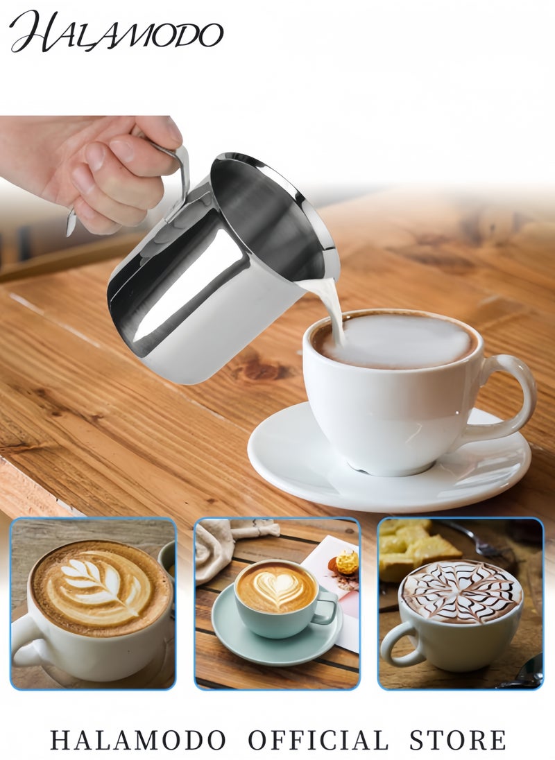 Generic Milk Frother Stainless Steel Manual Milk Foamer Handheld Coffee Milk Frothing Pitchers Manual Operated Milk Foam Maker For Cappuccino Coffee Latte Hot Chocolate,(14-Ounce/400ml)  - Image 2