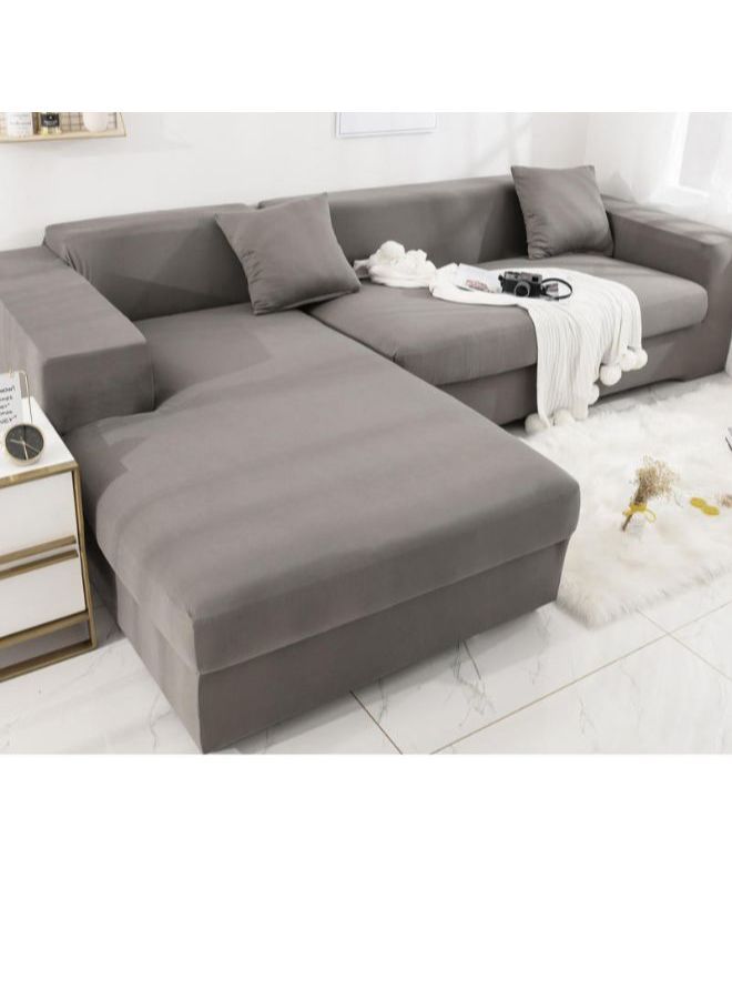 NIBEMINENT Solid Pattern Sofa Slipcover Grey 90 x 140centimeter - Image 2
