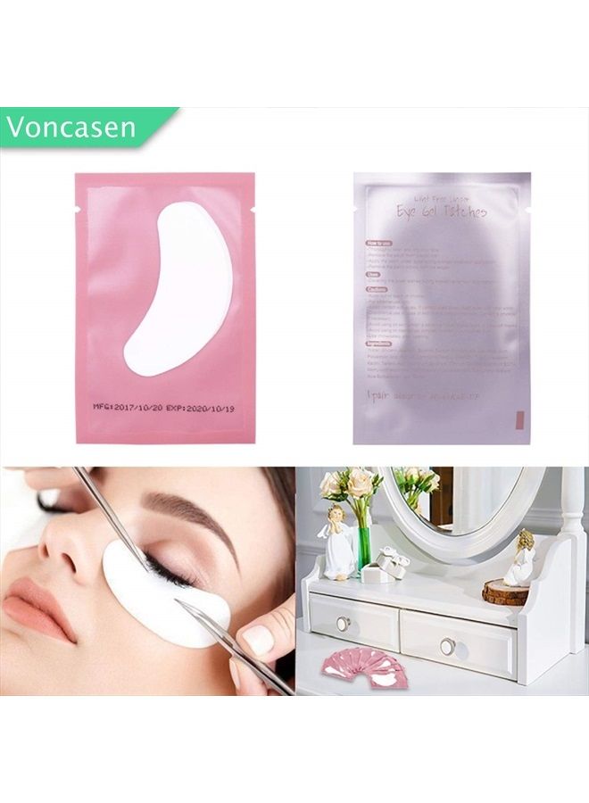 Voncasen 100 زوج من وسادات الجل لتمديد الرموش، وسادات مريحة وباردة تحت العين لتمديد الرموش، أداة تجميل لرقع العين - Image 4