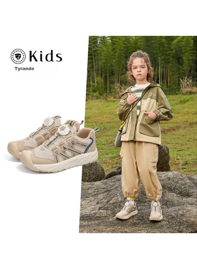 Taranis Tyrannis Kids Spring/summer Children's Sports Shoes With Rotating K Breathable Mesh Shoes Boys Outdoor Running Shoes Apricot Size 34 - Image 1