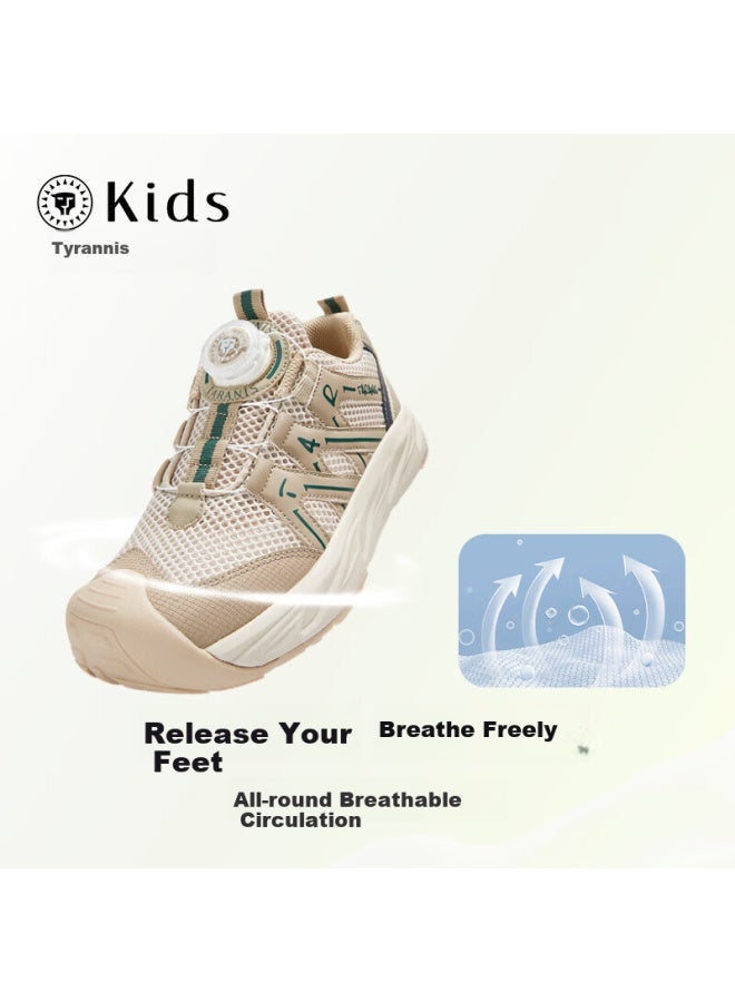Taranis Tyrannis Kids Spring/summer Children's Sports Shoes With Rotating K Breathable Mesh Shoes Boys Outdoor Running Shoes Apricot Size 34 - Image 2
