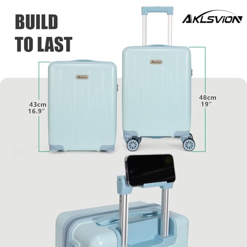 Aklsvion حقائب سفر محمولة بحجم 18 بوصة من أكلسفيون: مزودة بعجلات متحركة، معتمدة من TSA، تحت المقعد، هيكل صلب، حقيبة خفيفة الوزن مع ملحقات أساسية (أزرق فاتح) - Image 5